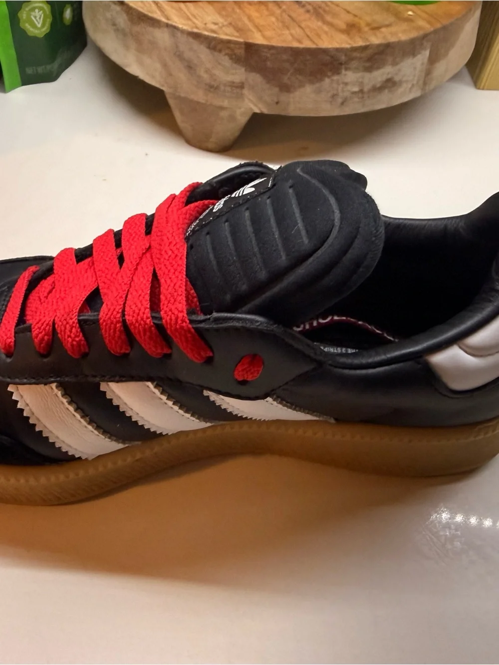 adidas  Black Sneakers with Red Laces and White Stripes
